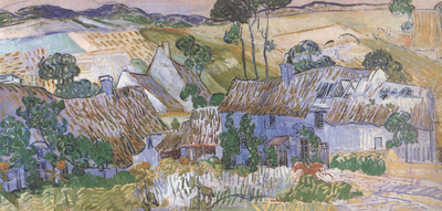 Thatched Cottages by a Hill (nn04)